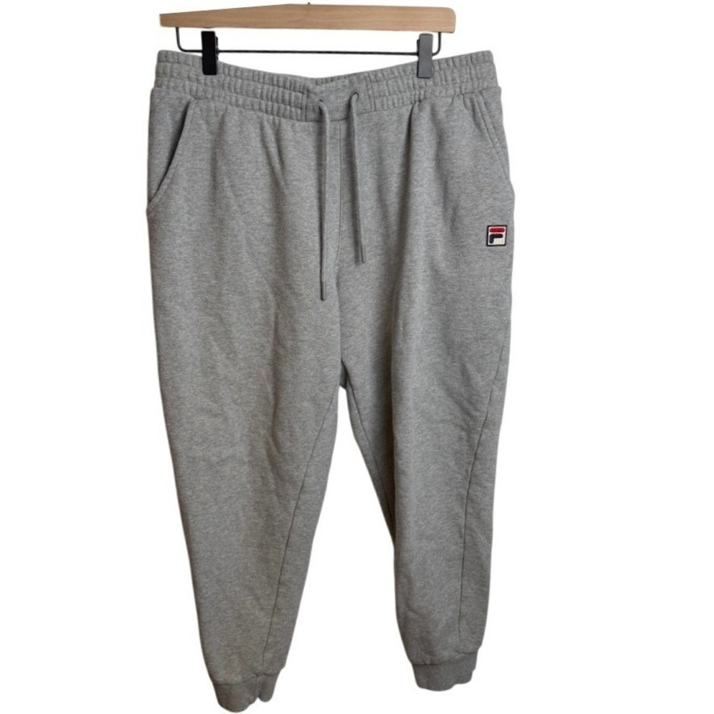 FILA Mens Fleece Jogger Sweatpants L Gray Athleisure Casual Y2K Cozy Retro Sport
